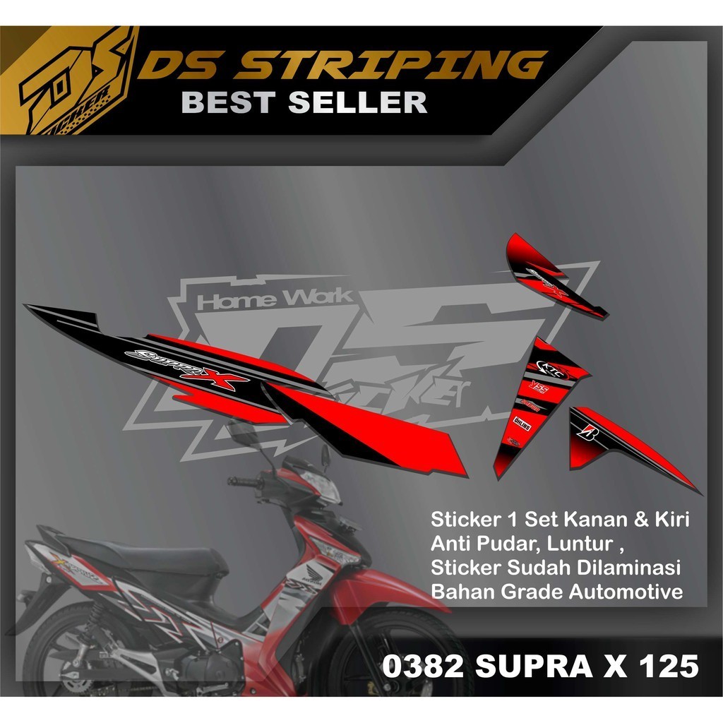 0382 stiker striping lis variasi supra x 125 2007 - 2013