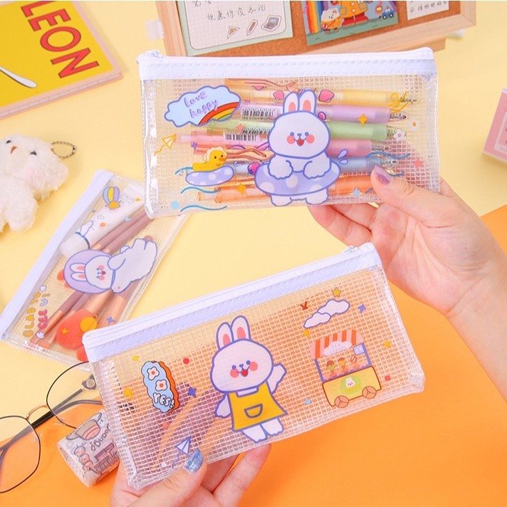 

Tempat Pensil Alat Tulis Ukuran 10 x 20 cm, Pouch Organizer Serbaguna Motif Bunny