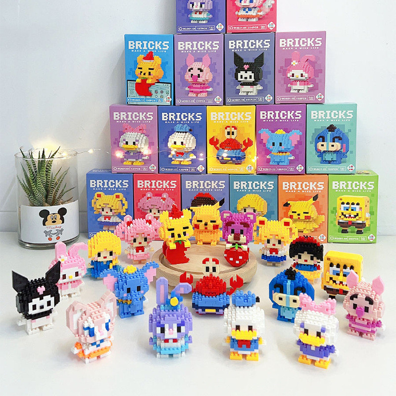 Bricks Mainan Nano Block Mini Karakter Kartun, Mainan Edukasi Balok Susun, Lego Mini, Bening Selling