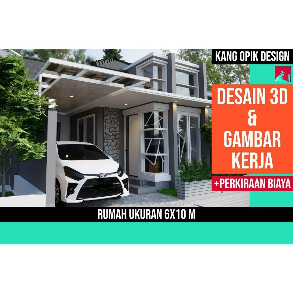 

[PROMO MURAH] Gambar Kerja Rumah 6x10 m 1 Lantai 3 Kamar Tidur