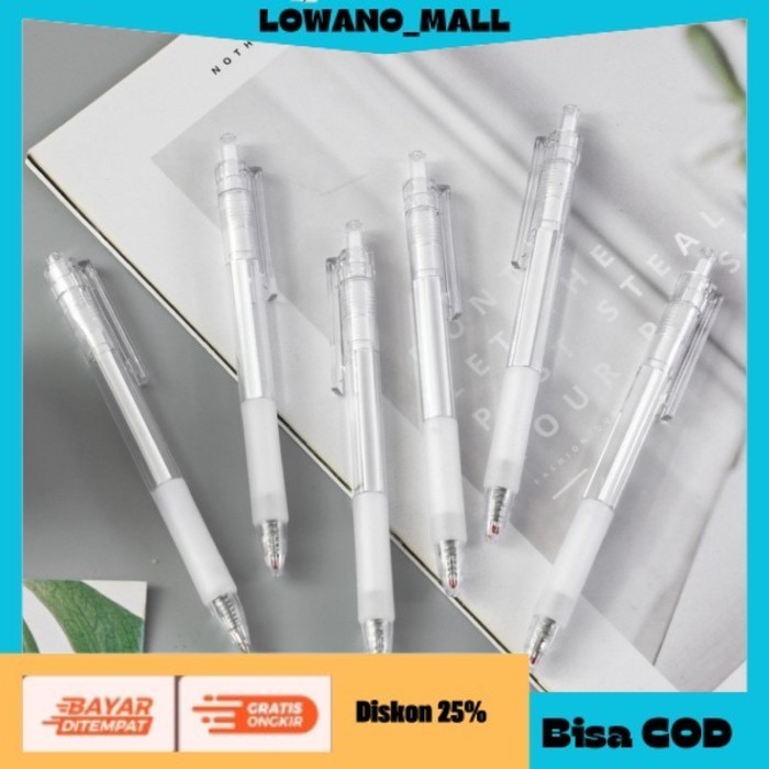 

[[BEST QUALITY]] TERLARIS Pena Gel Mekanik 0.5mm White Minimalist Aesthetic Pen COD