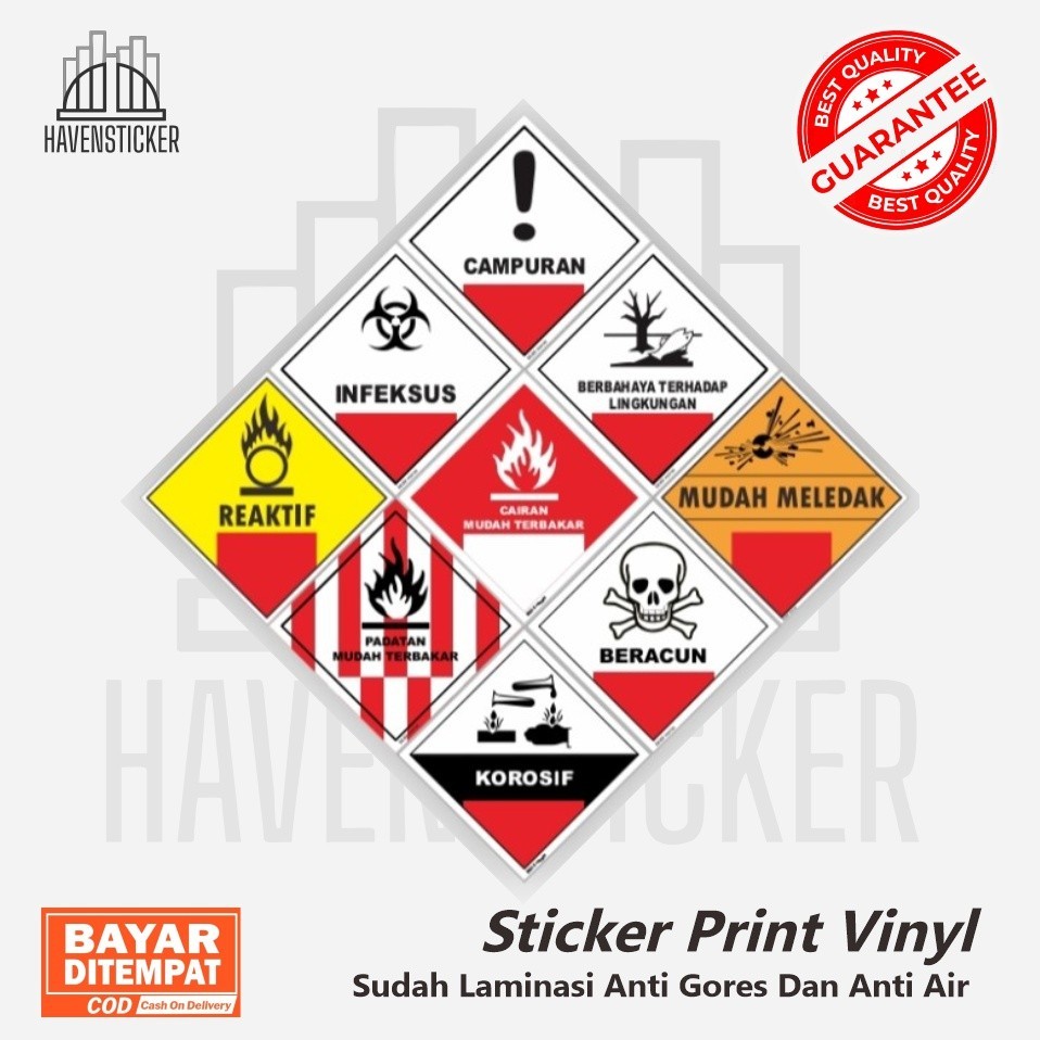 

stiker label vinyl print simbol limbah B3 Beracun