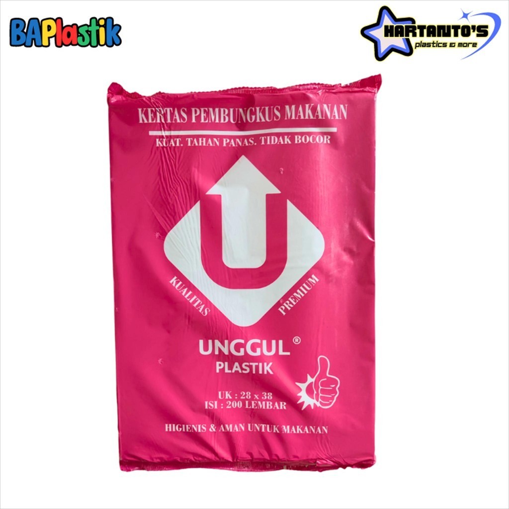 

Kertas Nasi UNGGUL 200 lembar PINK 28x38cm Lemek Kertas Bungkus Nasi