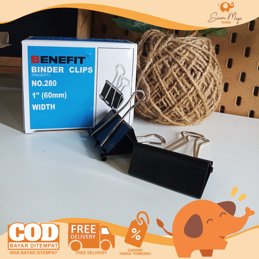 

Benefit Binder Clip BC-280 Penjepit Kertas Klip Penjilid Pengarsip Dokumen Ukuran Besar 6cm No.280 Murah