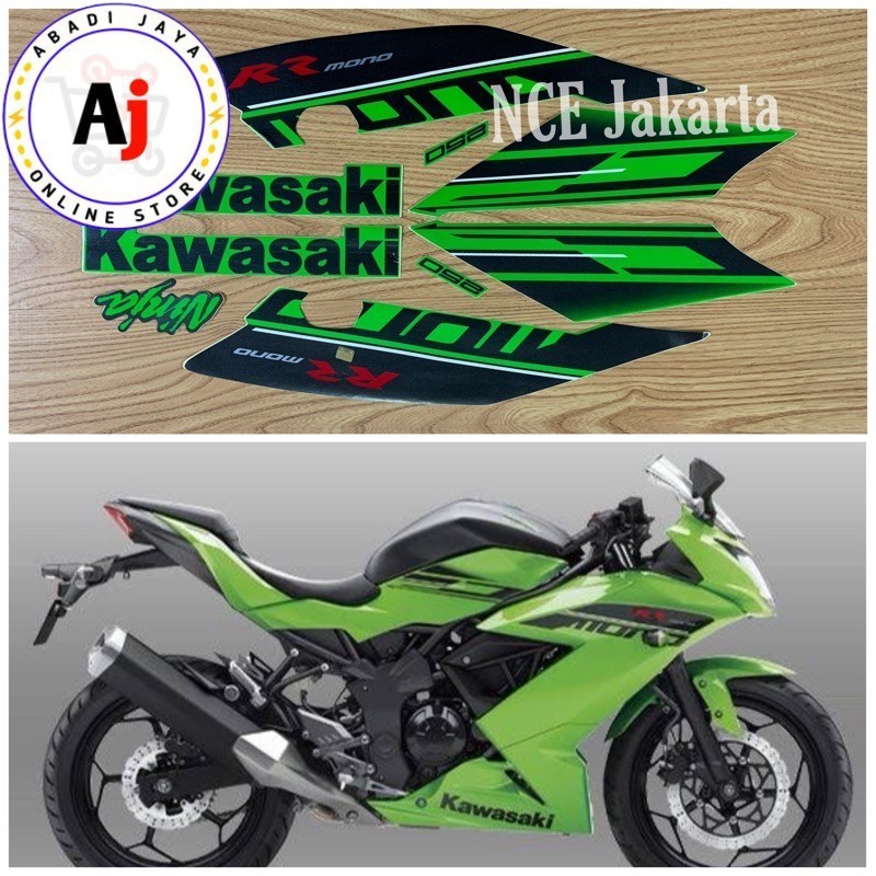 Striping stiker decal lis motor NINJA RR 250 MONO HIJAU