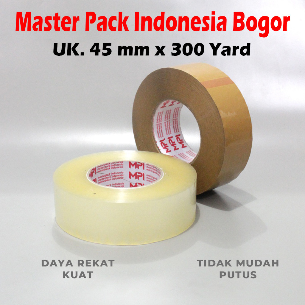 

Lakban Bening - Lakban Coklat JUMBO MPI 45 mm x 300 yard / Lakban Packing - Master Pack Indonesia Bandung