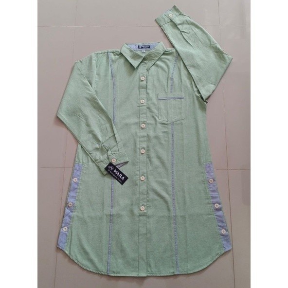 Tunik Hara Katun Oxford Polos List Salur/ GAMIS MODEL BARU MURAH