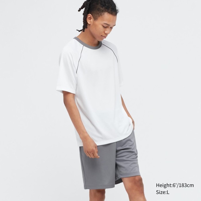 ✨BESTSELLER✨ -UNIQLO AIRism SET MESH CREW NECK SETELAN BAJU CELANA PIYAMA PRIA - WHITE, S