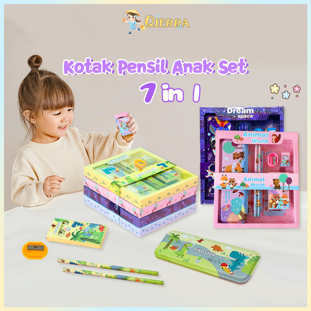 

Qierra Kotak Pensil Anak Sd Set Stationery Alat Tulis Kotak Pensil Karakter Set Lengkap Korean Import