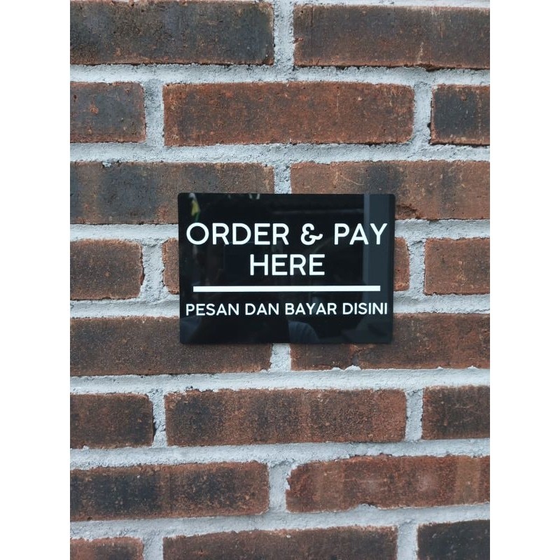 Papan Akrilik Order & Pay Here | Pesan dan Bayar Disini Akrilik | Akrilik Tinggal Tempel