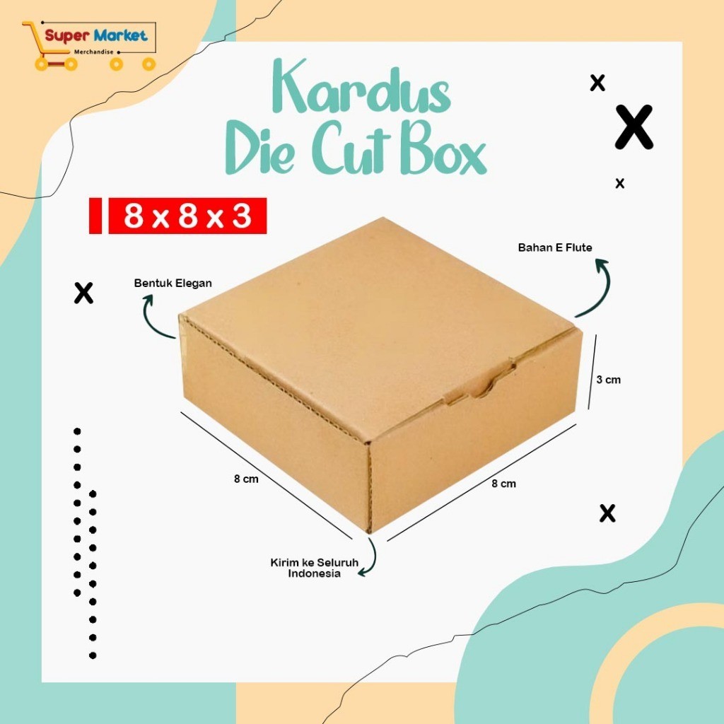 

Promo BOX KARDUS 8X8X3 / DIE CUT KOTAK BUNGKUS PACKING SOUVENIR / BOX DUS KOTAK KADO HAMPERS POLOS / KARTON CORRUGATED