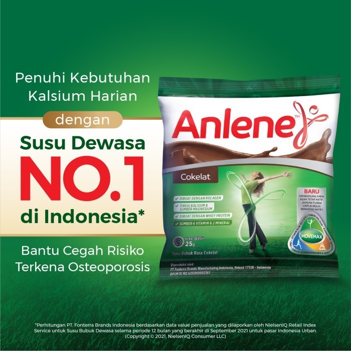 

Anlene Chocolate Sachet 22g [1 Renceng Isi 10]