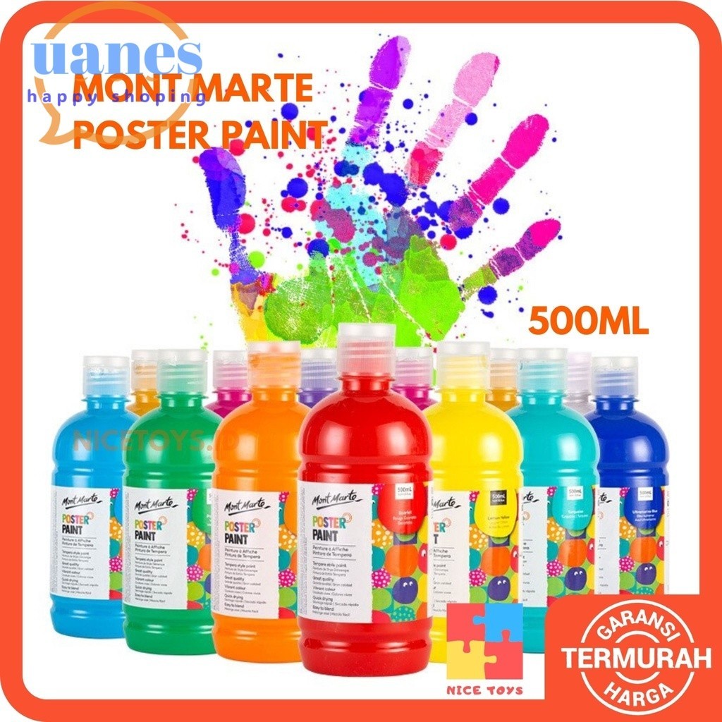 Promo Mont Marte Finger Paint Washable Poster Paint 500ML Washable Paint Cat Gouache Mainan Mewarnai