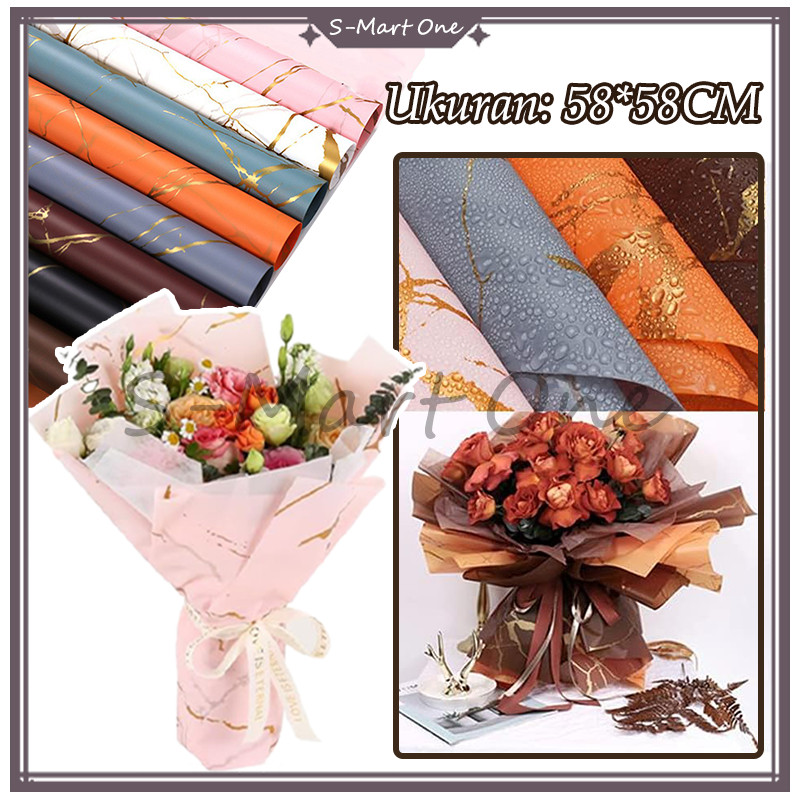 

Motif Marble Kertas Buket /Flower Wrapping Cellophane Paper/Kertas Buket Cellophane Golden Marble/Buket Hiasan Dekorasi Bunga