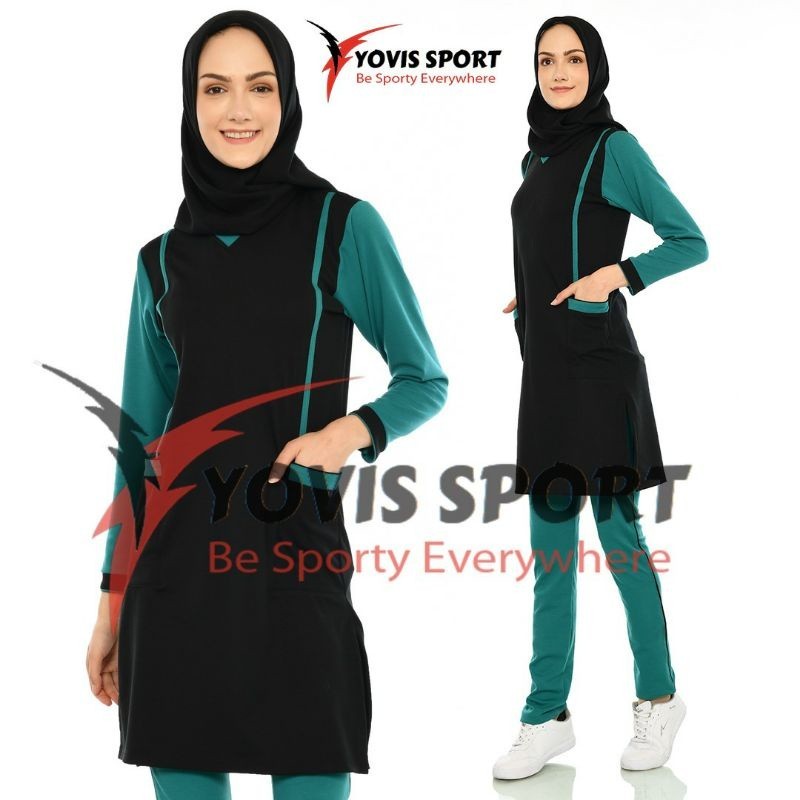 Setelan senam tunik wanita Yovis Sport / pakaian olahraga  muslimah/Hijab