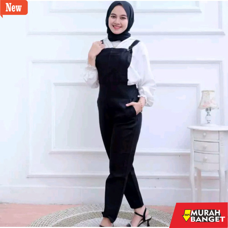 Jumsuit Wanita Kekinian OVERALL JUMPSUIT LUCU JUMPSUIT MURCE HITAM POLOS BAJU KODOK WANITA