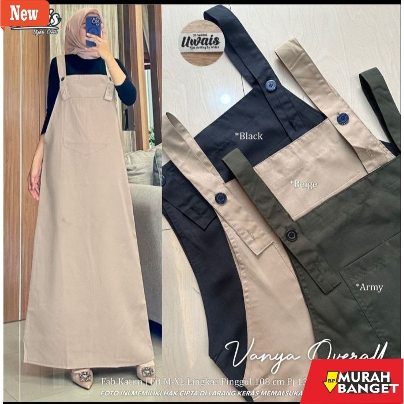 Jumsuit Wanita Kekinian VANYA OVERAL KATUN POLOS WANITA