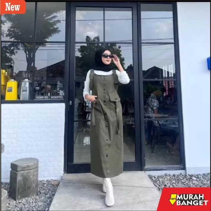 Jumpsuit Wanita Kekinian Overall gamis cantik - Overall jumpsuit cargo - Baju kodok remaja dewasa