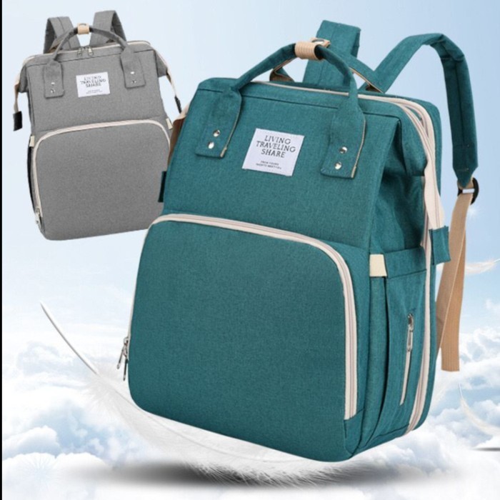 (NEW) -Tas Ransel Kasur Ranjang Lipat Bayi Diaper Bag Tas Perlengkapan Bayi - Hijau