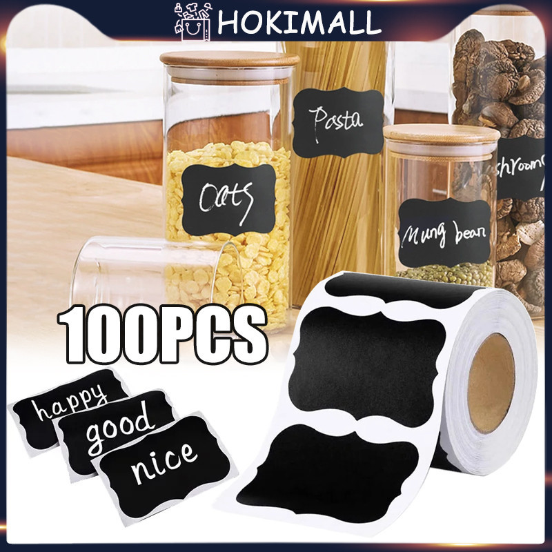 

120pcs Stiker Label Blackboard Papan Tulis Removable Anti Air Label Stiker Hitam Chalkboard Label Stickers