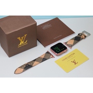 Jam Tangan LV Wanita Tali Kulit Motif LED Digital Fullset Sesuai Gambar ( Bisa COD ) H7700