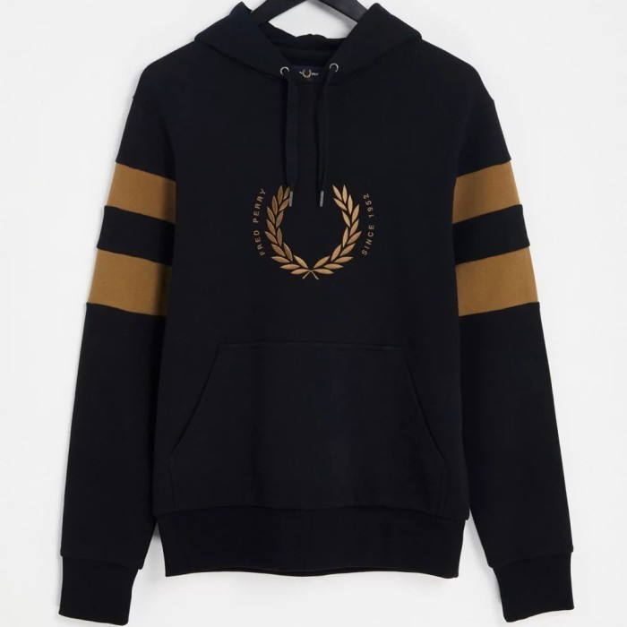 Fred Perry Bold Tipped Hoodie Black Original - XS