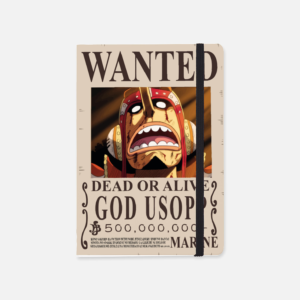 

Jurnal Notebook Buku Tulis Catatan A5 - Bounty One Piece Wanted God Usopp Mugiwara Crew