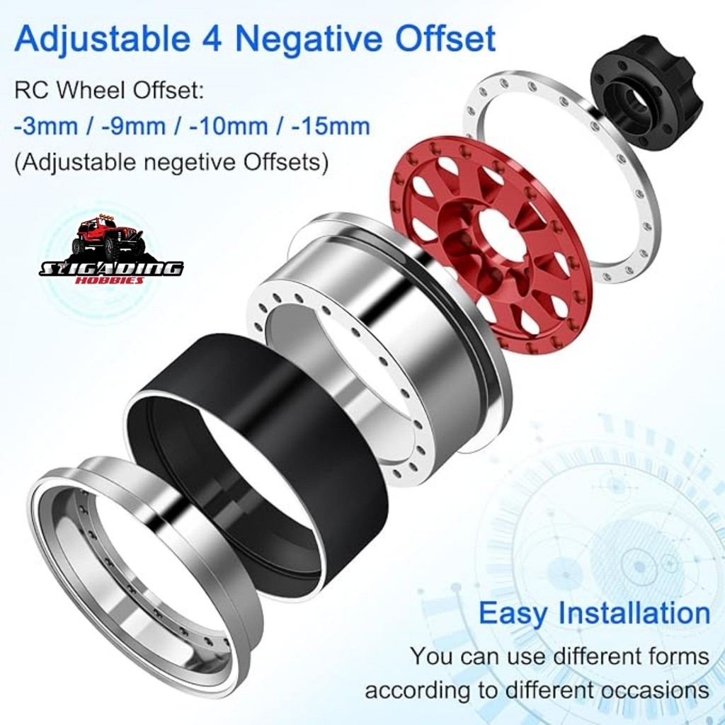 Velg Metal Beadlock 1.9 Adjustable Offset 10 Spoke Clone Boomracing Probuild