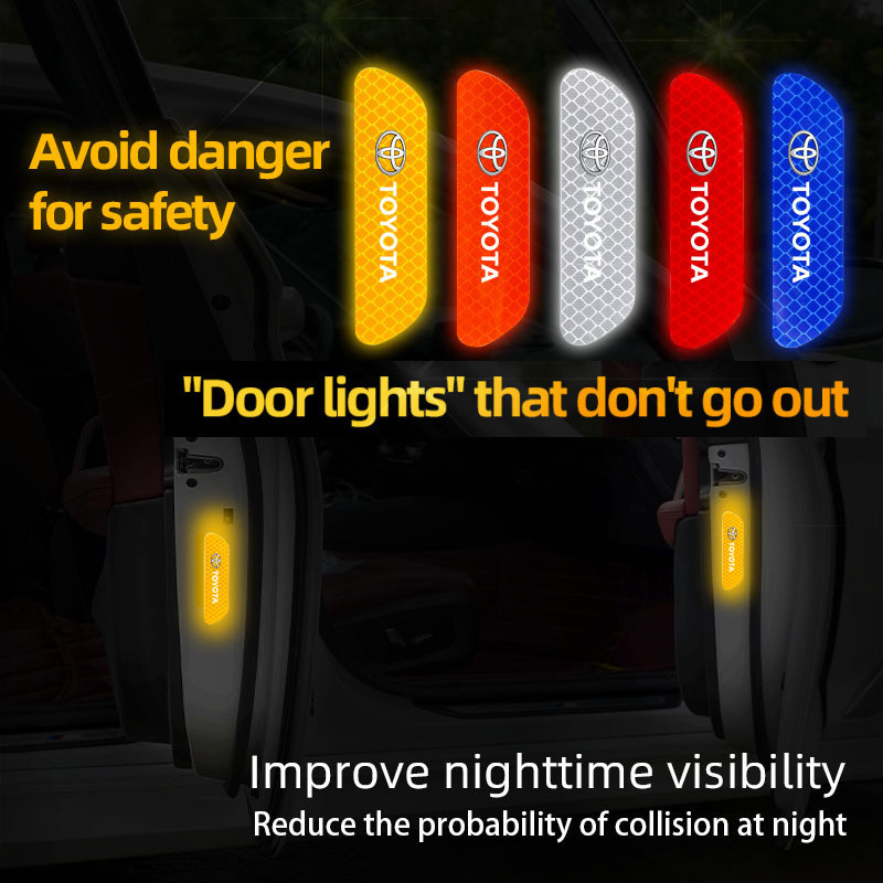 

For Toyota Car Door Reflective Stickers Night Safety Warning Tape Hilux Aygo Yaris Ractis Corolla Caldina CHR Auris Rav4 Cruise