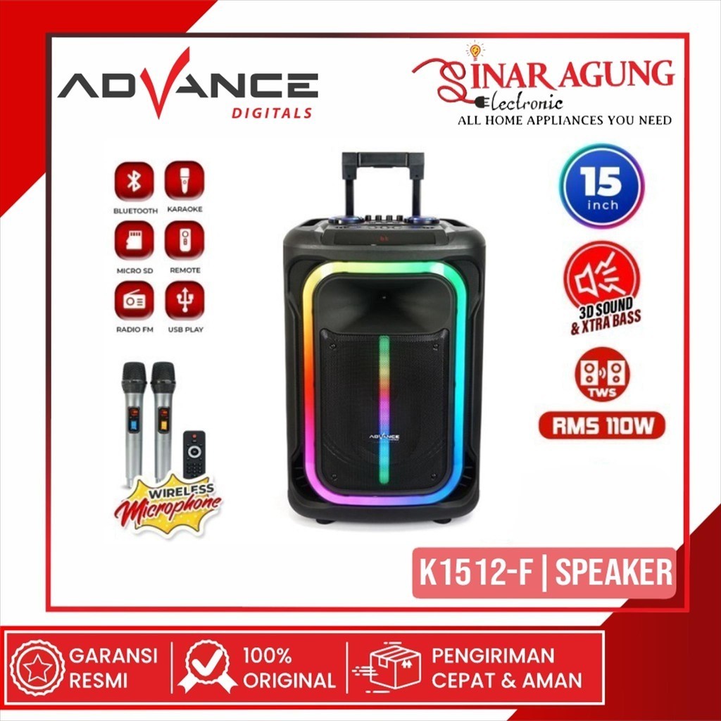 ADVANCE K1512F / K-1512F SPEAKER BLUETOOTH KARAOKE - 100% ORI