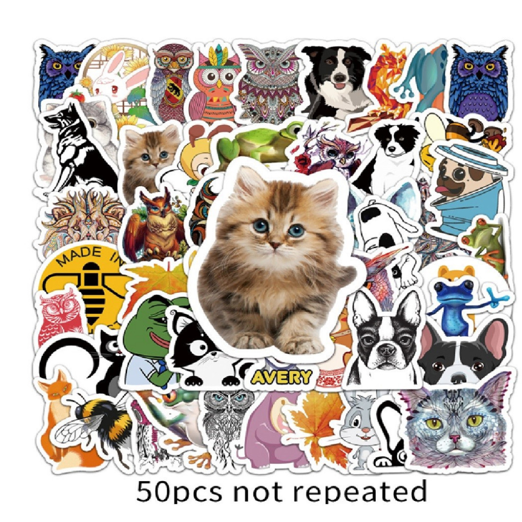 

Sticker pack vinyl isi 50 - 100 pcs | anti air varian ANIMAL SERIES | glossy matte | laptop helm tumbl koper Stiker