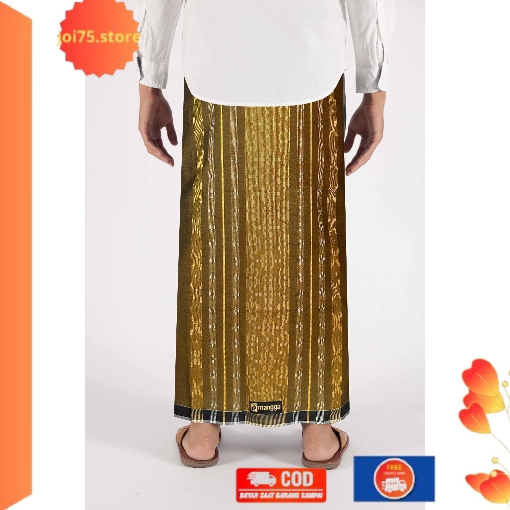 Terlaris ✨ -Sarung Mangga Gold Polos Dobby Warna Cokelat Kuning
