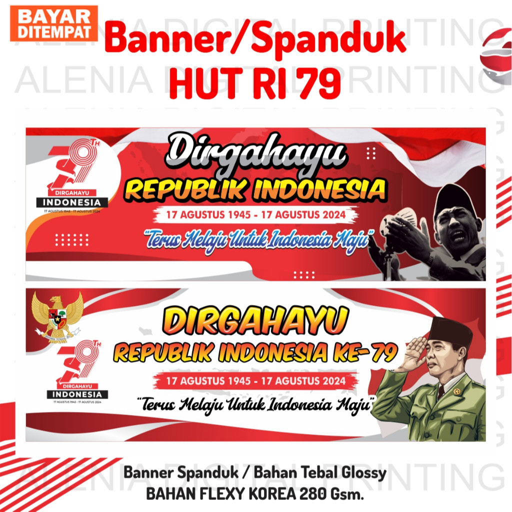 Spanduk Banner 17 Agustus / Dirgahayu Kemerdekaan / HUT RI 79