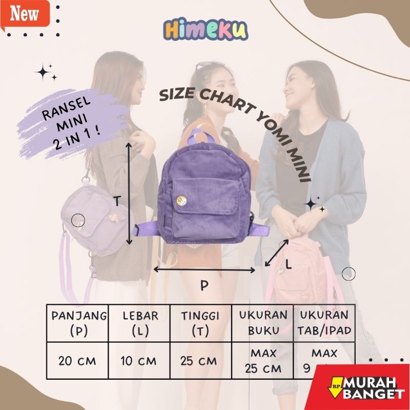 tas ransel wanita shopee Yomi Mini Backpack Corduroy Himeku