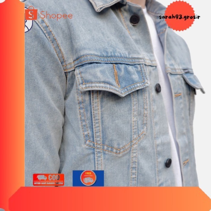 ✨BESTSELLER✨ -Jaket / Trucker Denim Jeans Pria Wanita Blue / Biru Vintage Pull&Bear - M