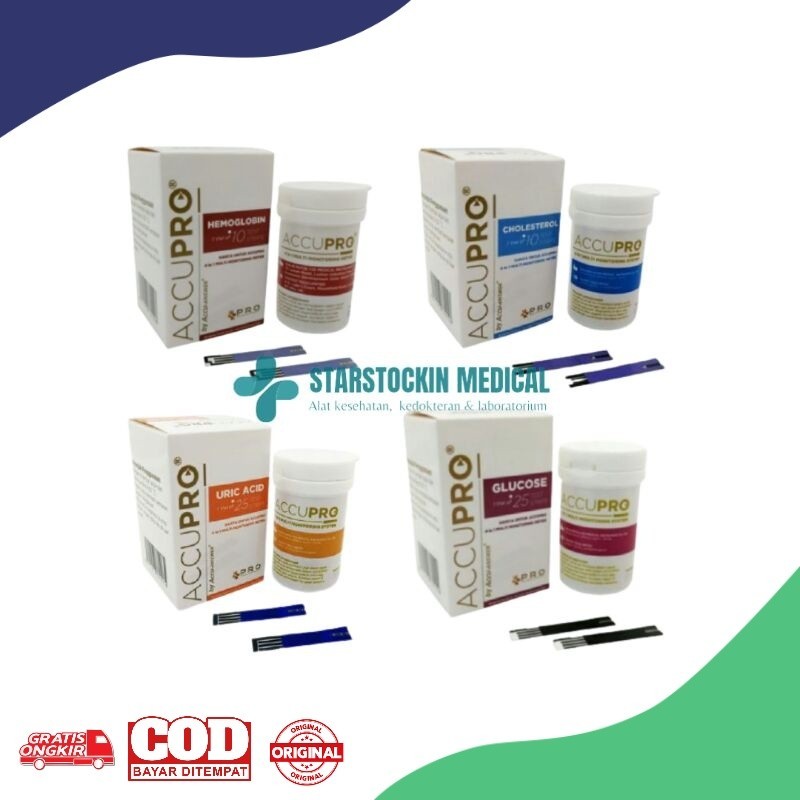 Strip Test Accupro 4 in 1 Accu Pro Gula Darah Asam Urat Kolesterol Hemoglobin