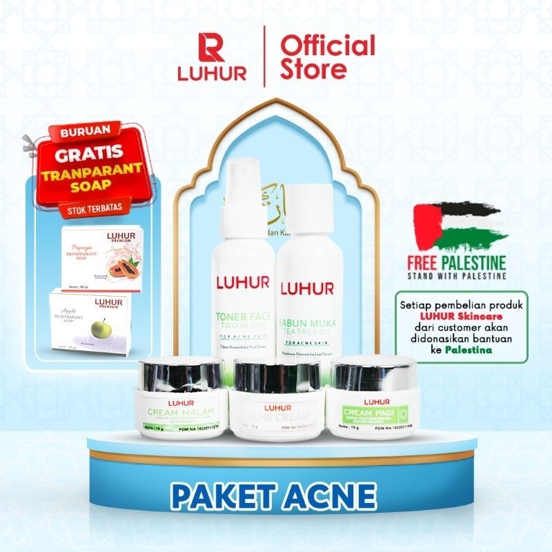 GRATIS Sabun Transparan Paket Acne Luhur Skincare Perawatan Kulit Wajah Berminyak Muka Berjerawat Am
