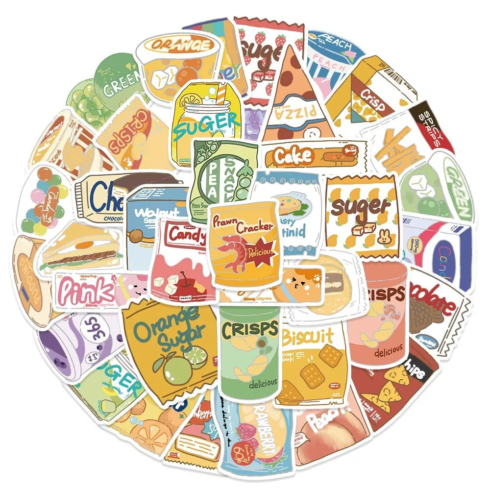 

[ , ] 3pcs Stiker Motif Kartun Snack Kemasan