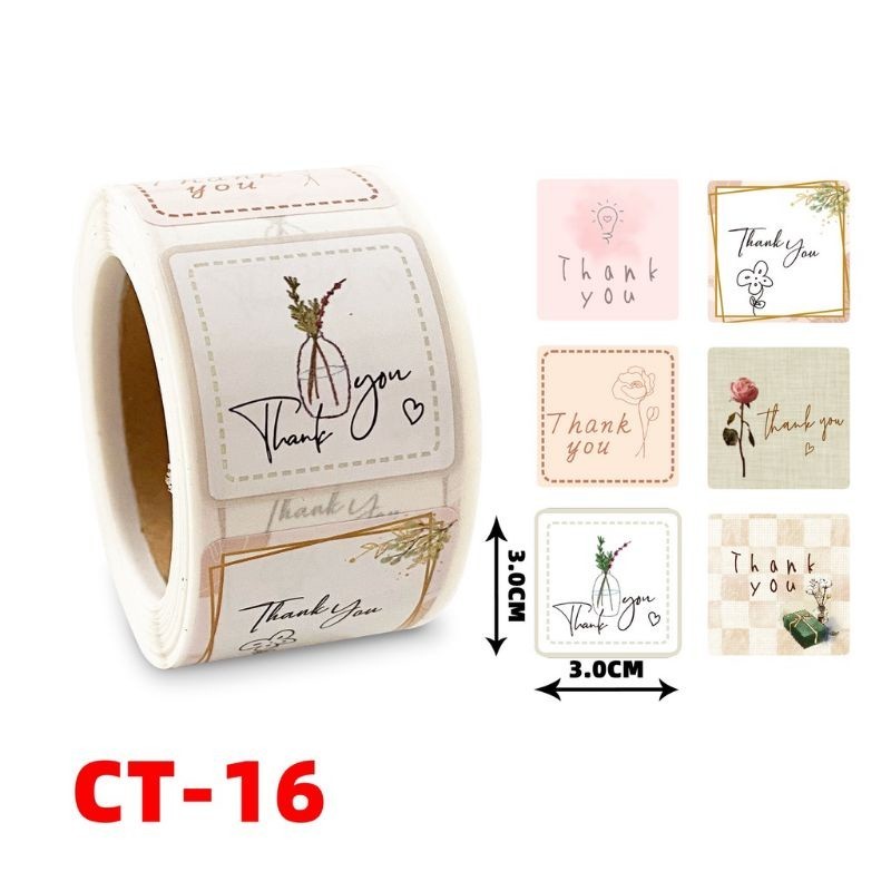 

[ , ] 6pcs Stiker Thank You Kotak Lucu untuk Hiasan Box, Paperbag, Kado