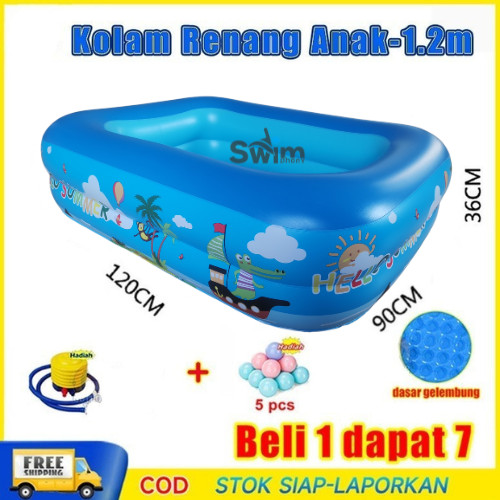 Gratis pompa + bola*5 kolam renang anak/mainan kolam renang anak 120/150/180/200/260/300cm