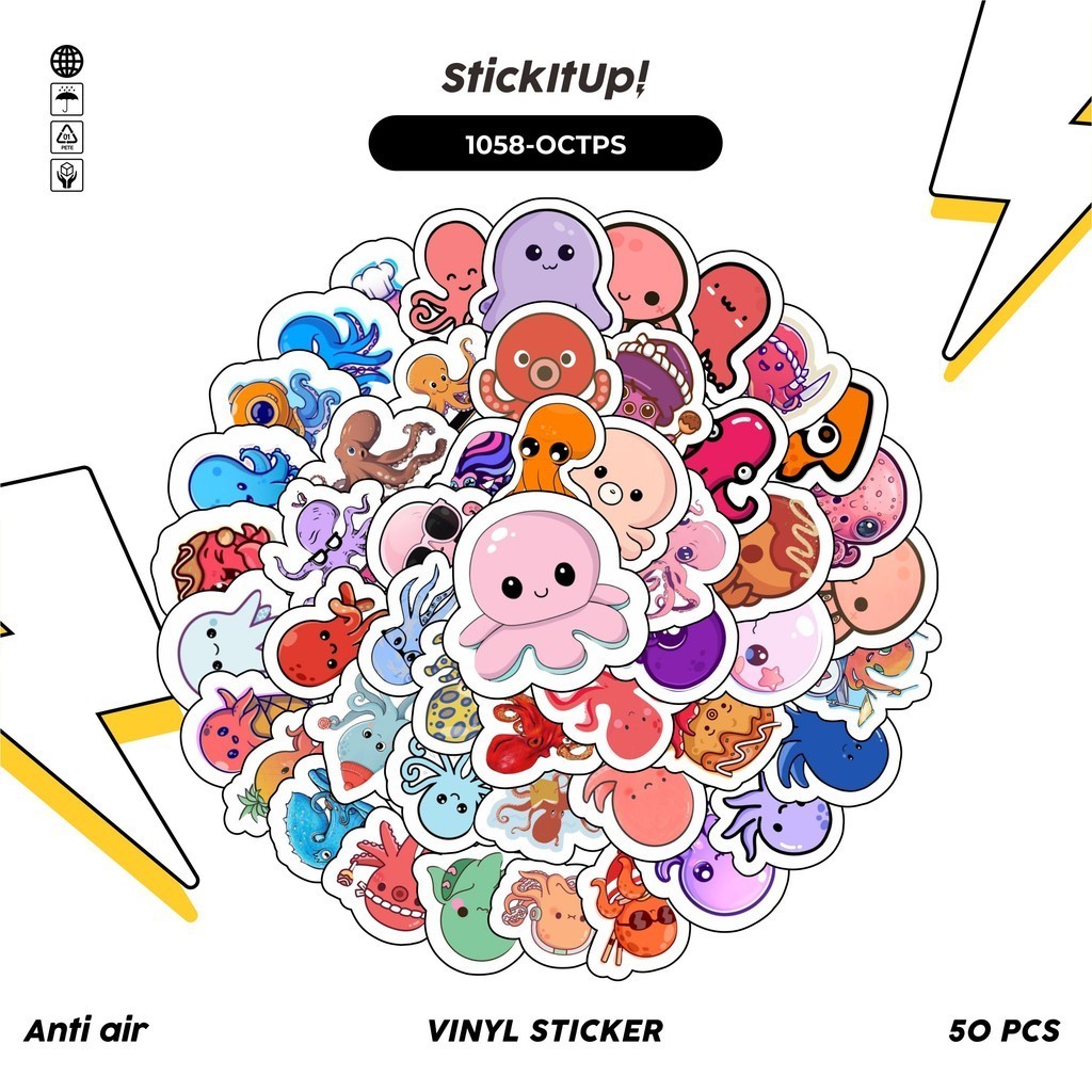 

COD✨ 100 Pcs Stiker Pack Bayi Gurita/Octopus v2 Lucu Aesthetic Vynil Waterproof untuk Freebies Sticker Buku Journal Casing HP Laptop