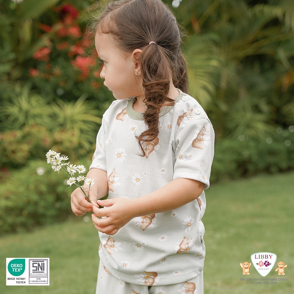 LIBBY Setelan Oblong Pendek Motif Tea Time 1 stel