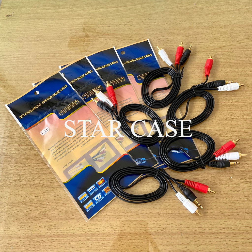 STAR CASE Kabel Audio RCA 2 in 1 Jack 3.5mm Kabel Rca 2in1 / Kabel RCA 2-1 / Kabel Aux 2in1