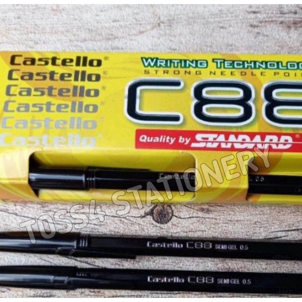 

bolpoint 1 pack murah isi 12 Standard Gel 0.55mm 1 Box 12 Pcs +free1pcs Pen C88 Halus Tinta hitam