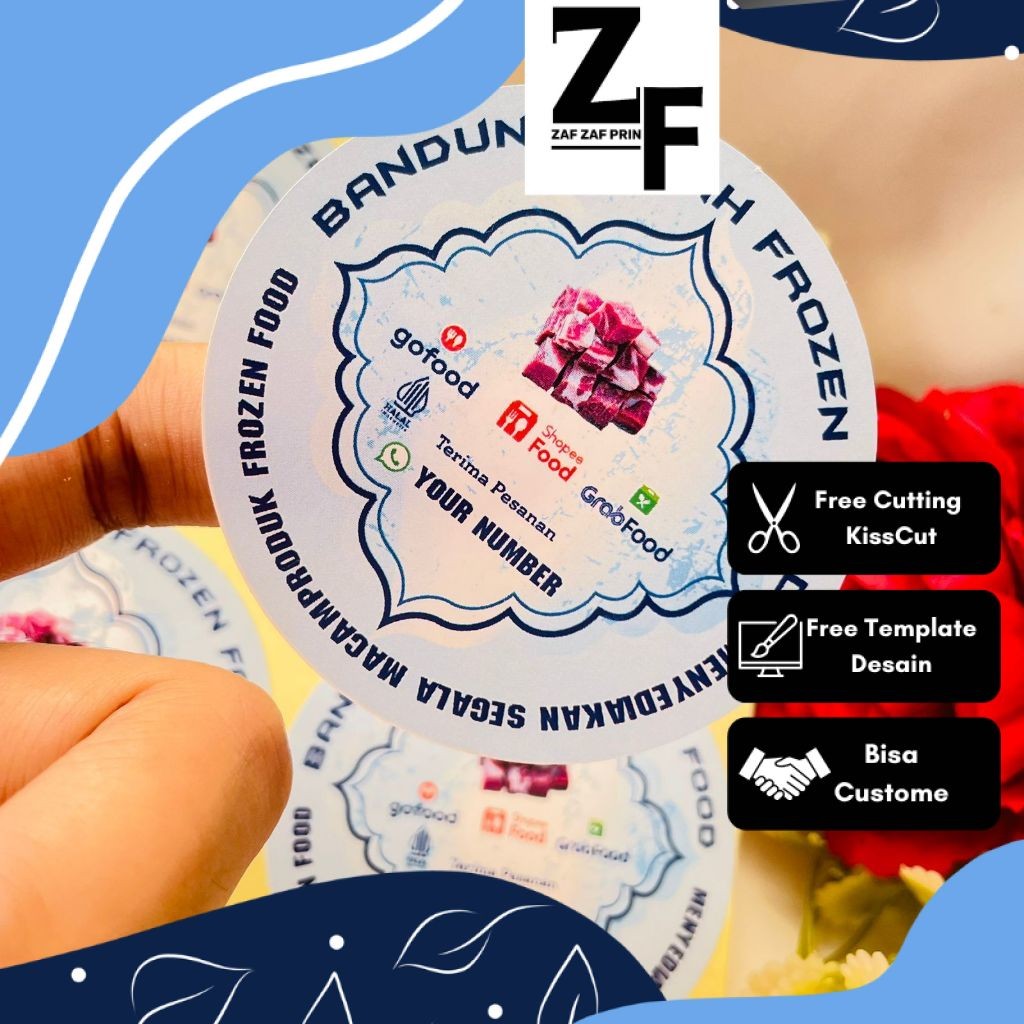 

ZAF Sticker Print Cetak Stiker Frozen Food Label Makanan Beku Produk Basah Bulat Chromo Murah