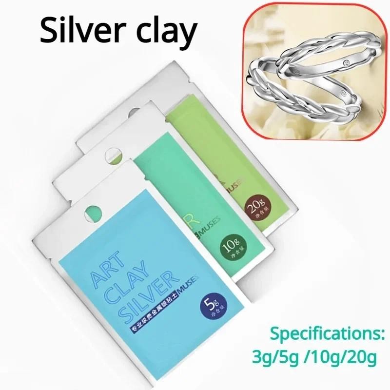 

3/50g Polymer Clay Silver mud Sterling Silver Mud Handmade DIY Moulding Pendant Ring Birthday Gift Polymer Clay Making Material
