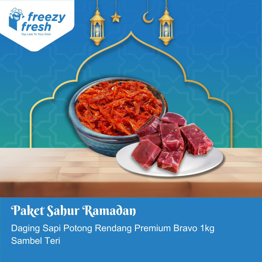

Paket Sahur Ramadhan (1 pcs Daging Sapi Potong Rendang Premium Bravo 1 Kg & 1 pcs Sambel Teri)