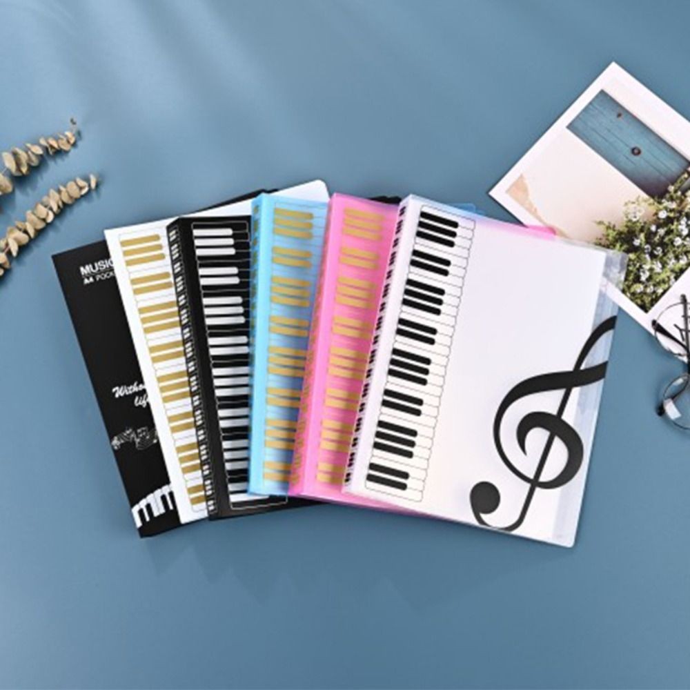 

New PP Guitar Sheet Music Book Folder A4 Storage Organizer Piano Paper Sheets Folder 40 Pages Document Storage Organizer
