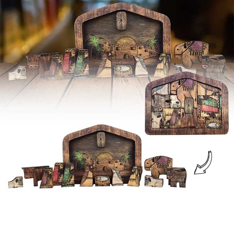 Wooden Jesus Puzzles Nativity Puzzle 20*15cm