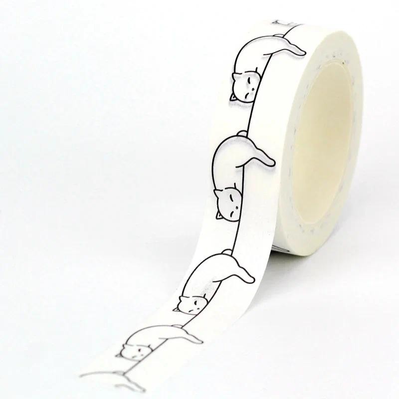 

NEW 1PC. 10M Decorative Black Border Cats Japanese Washi Tapes for Journaling Adhesive Masking Tape Cute Stationery